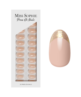 Golden Tips Press On Nails Short Round