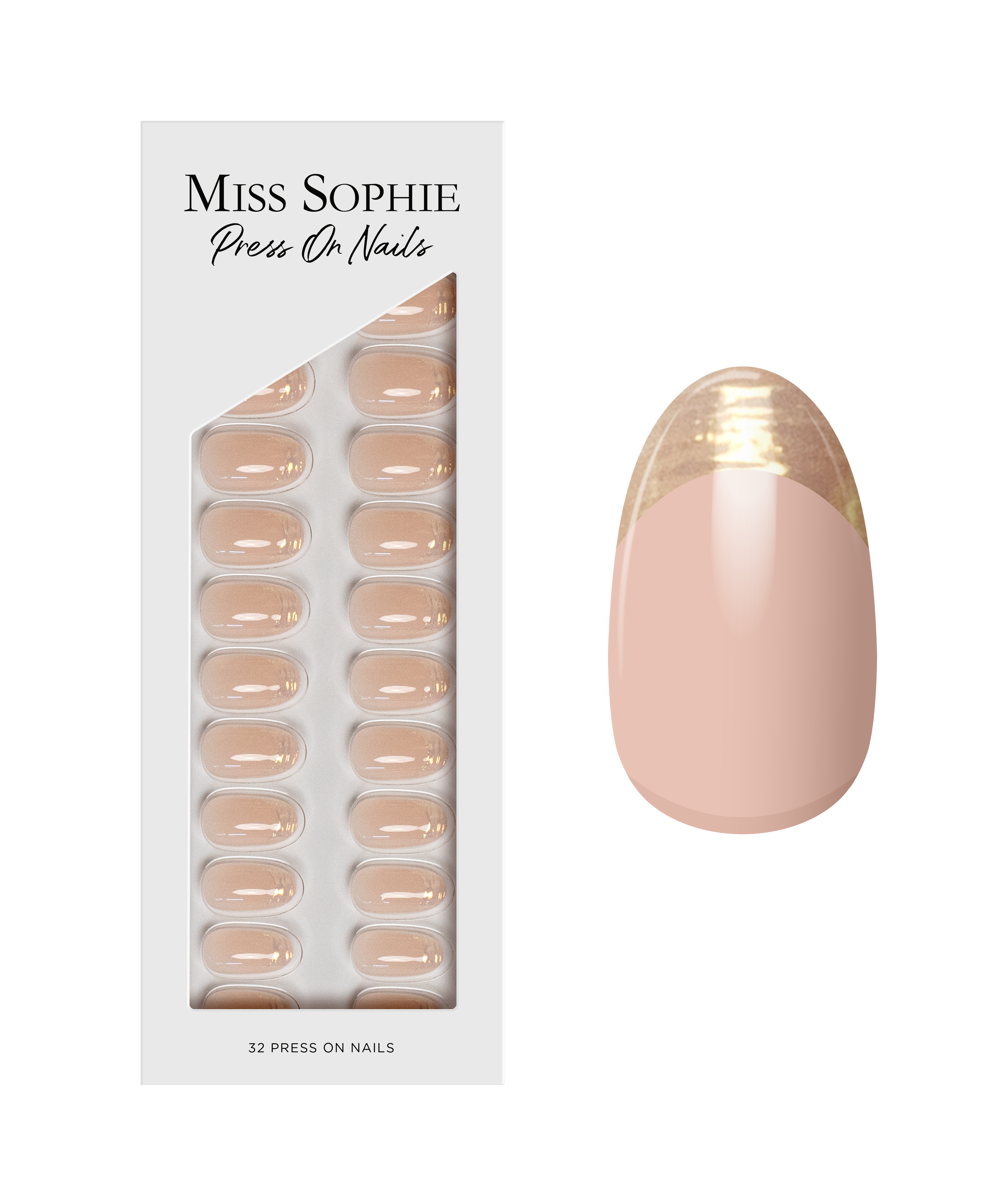 Golden Tips Press On Nails Short Round