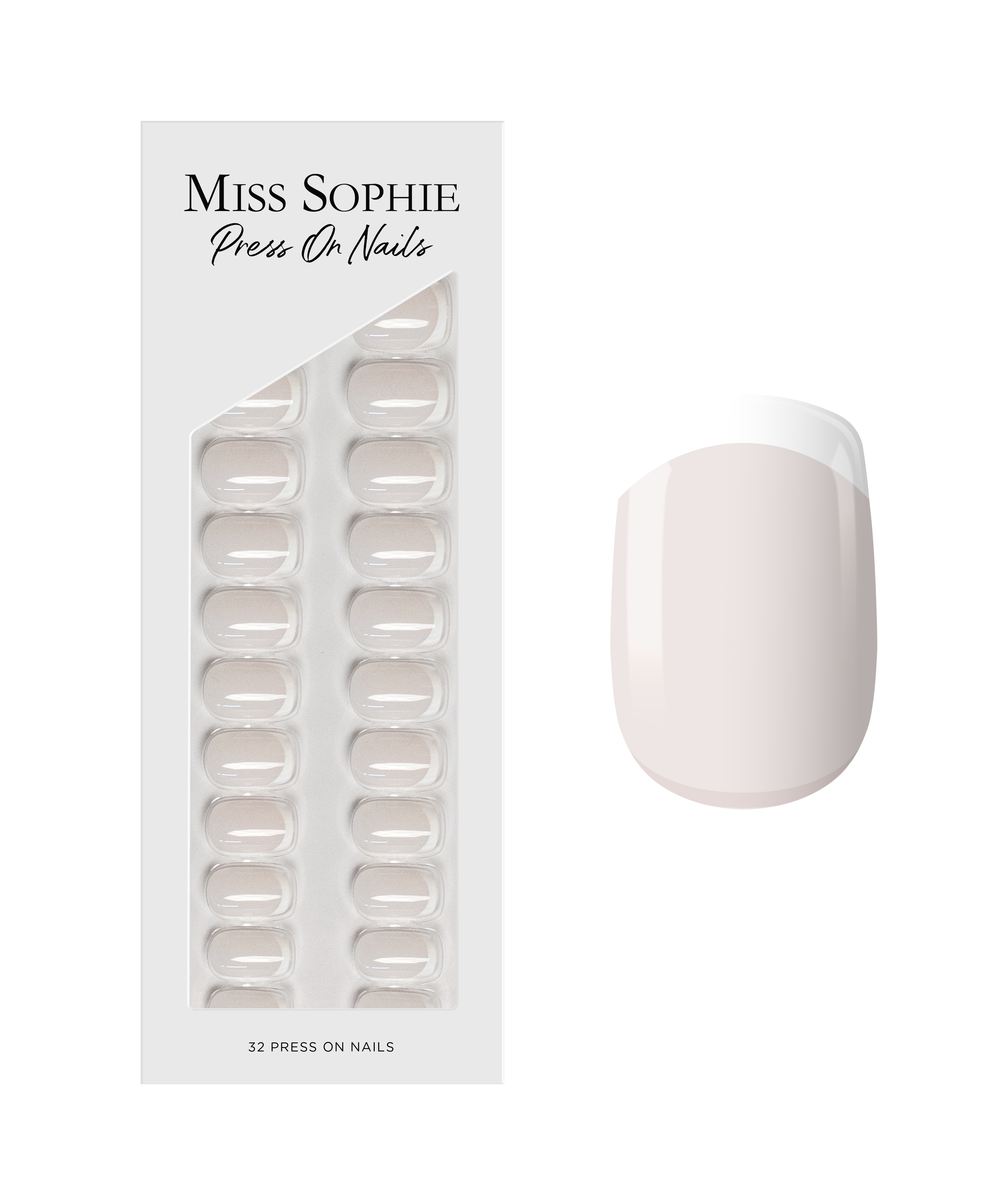 Milky French Press On Nails Short Square