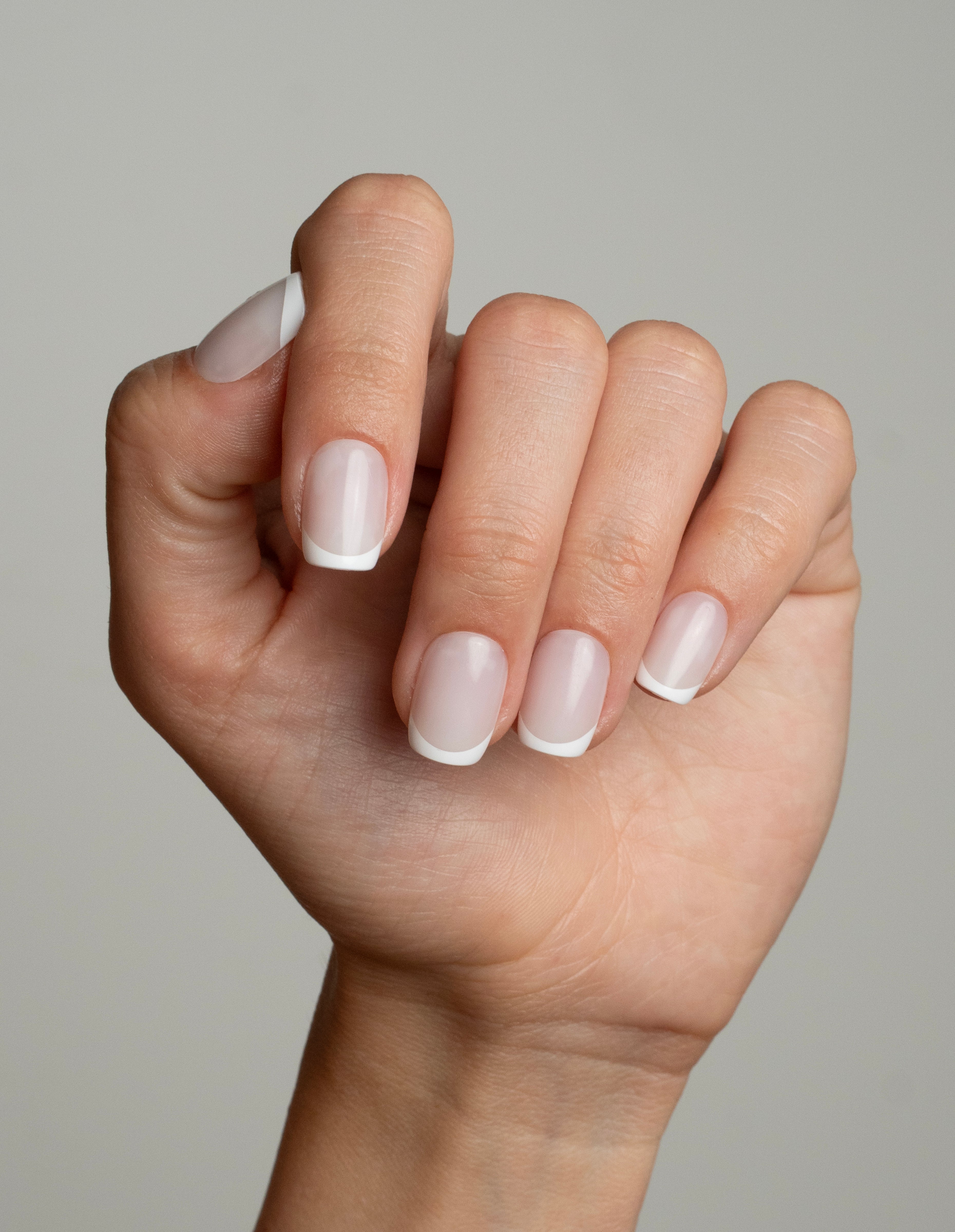 Milky French Press On Nails Short Square