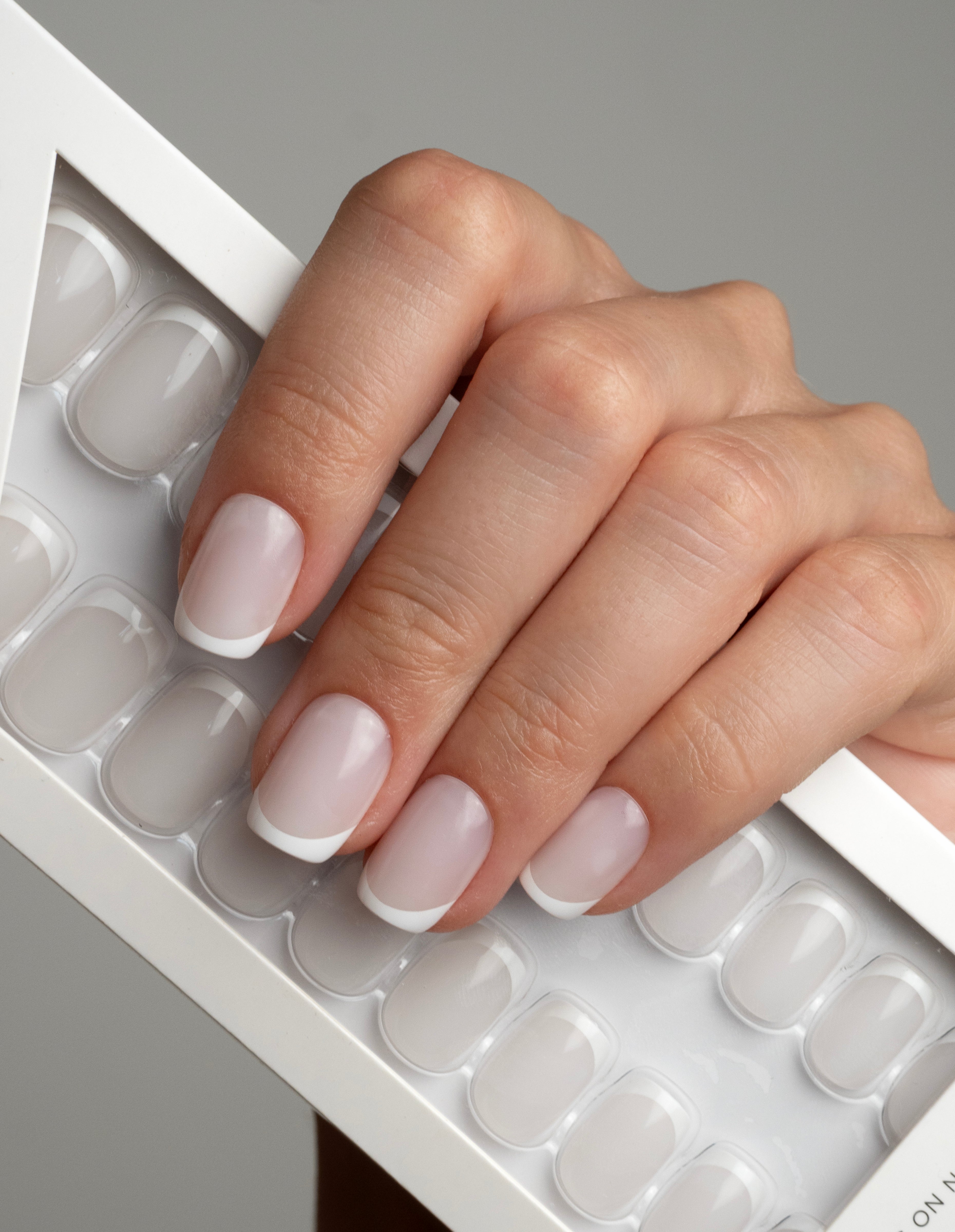 Milky French Press On Nails Short Square