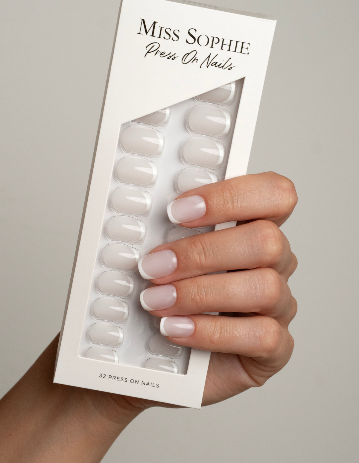 Milky French Press On Nails Short Square