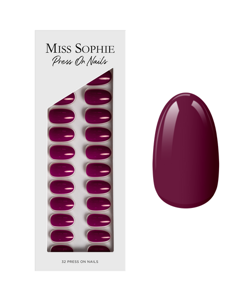 Berry Press On Nails Short Round