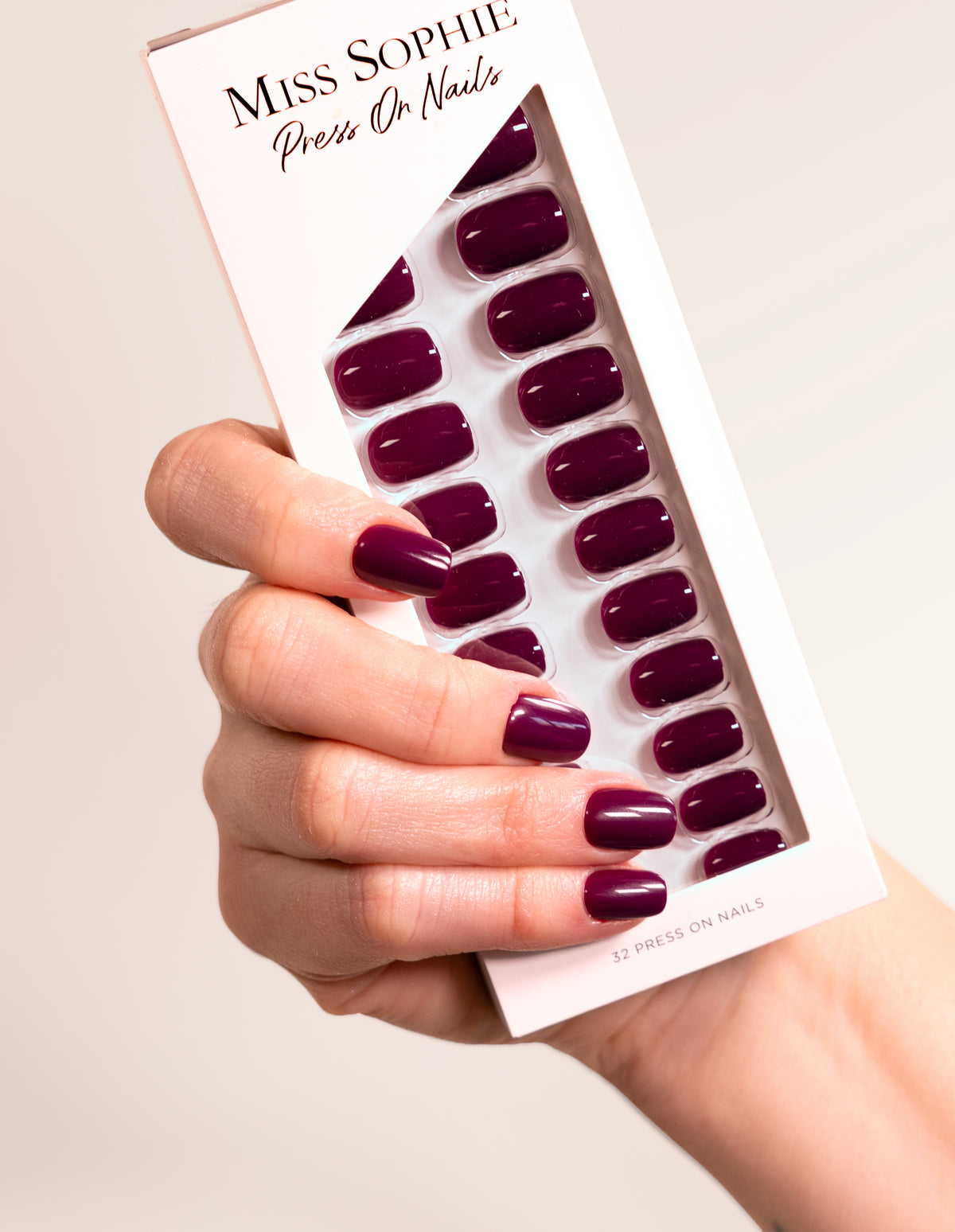 Berry Press On Nails Short Square
