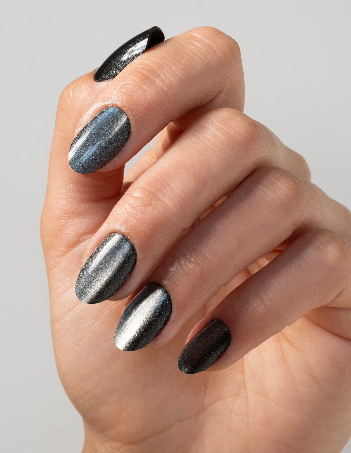Diamond Cat Eye Press On Nails Short Round