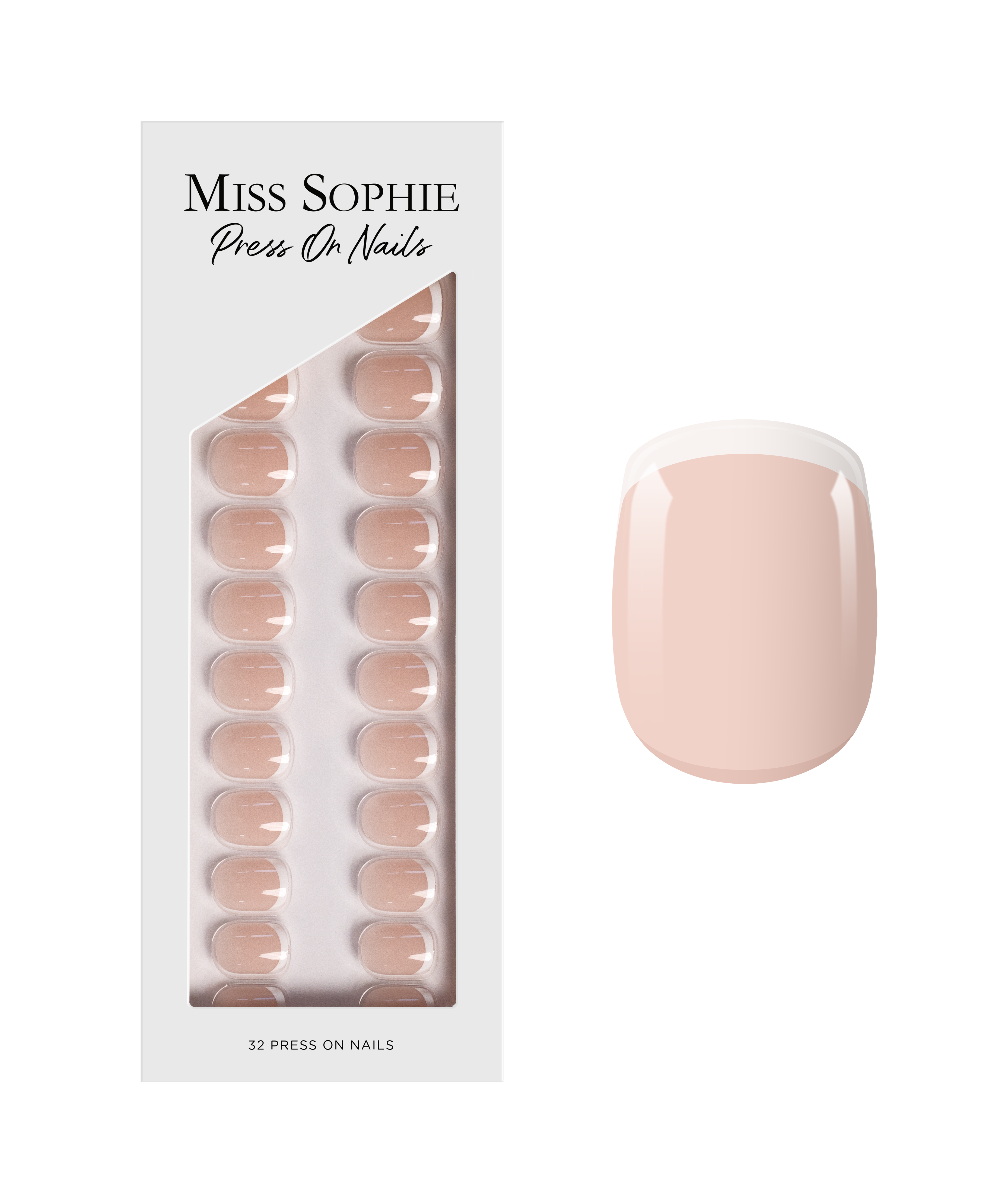 French Tips Press On Nails Extra Short Square