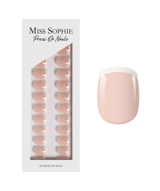 French Tips Press On Nails Extra Short Square