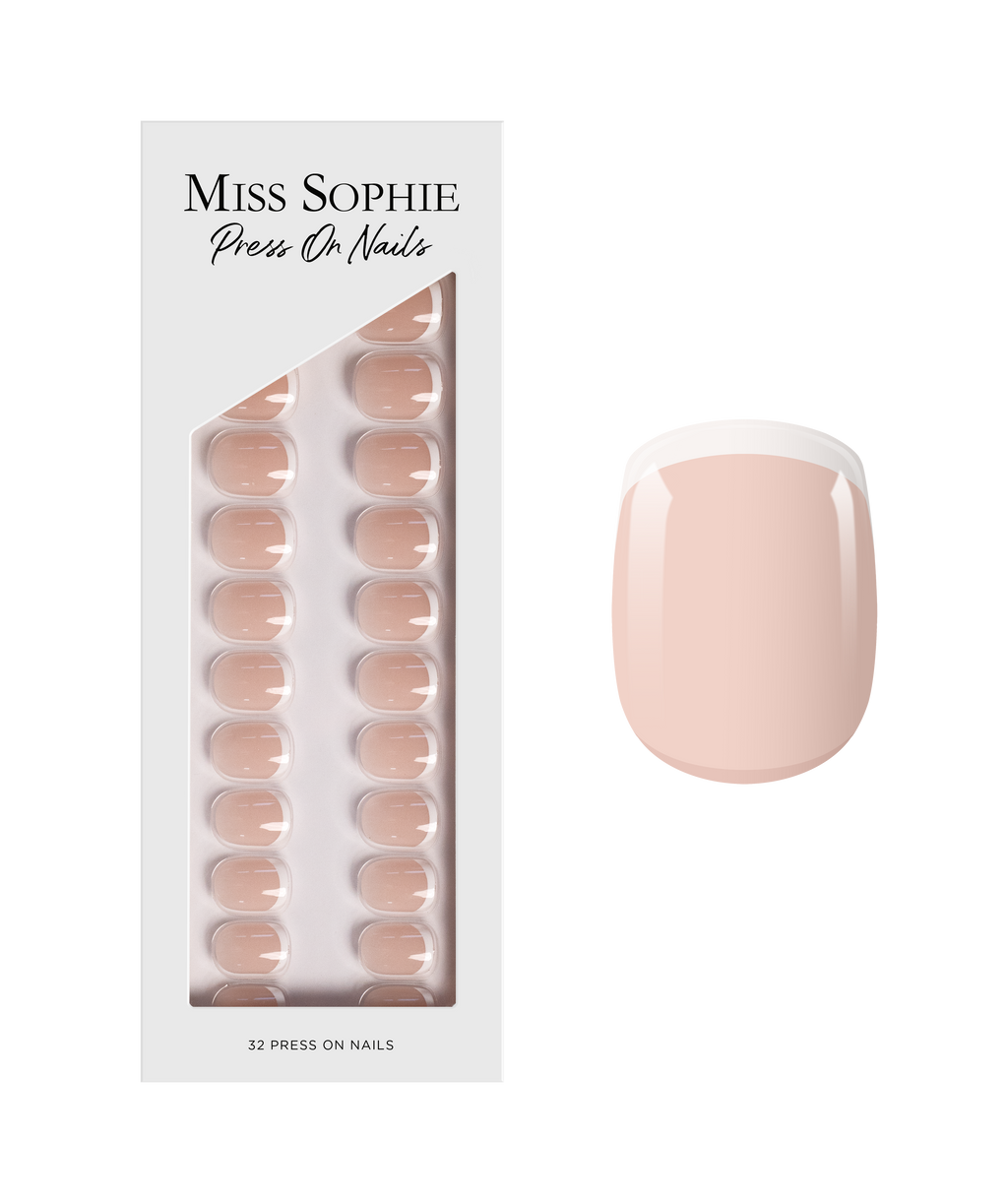 French Tips Press On Nails Extra Short Square