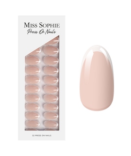 French Tips Press On Nails Medium Round