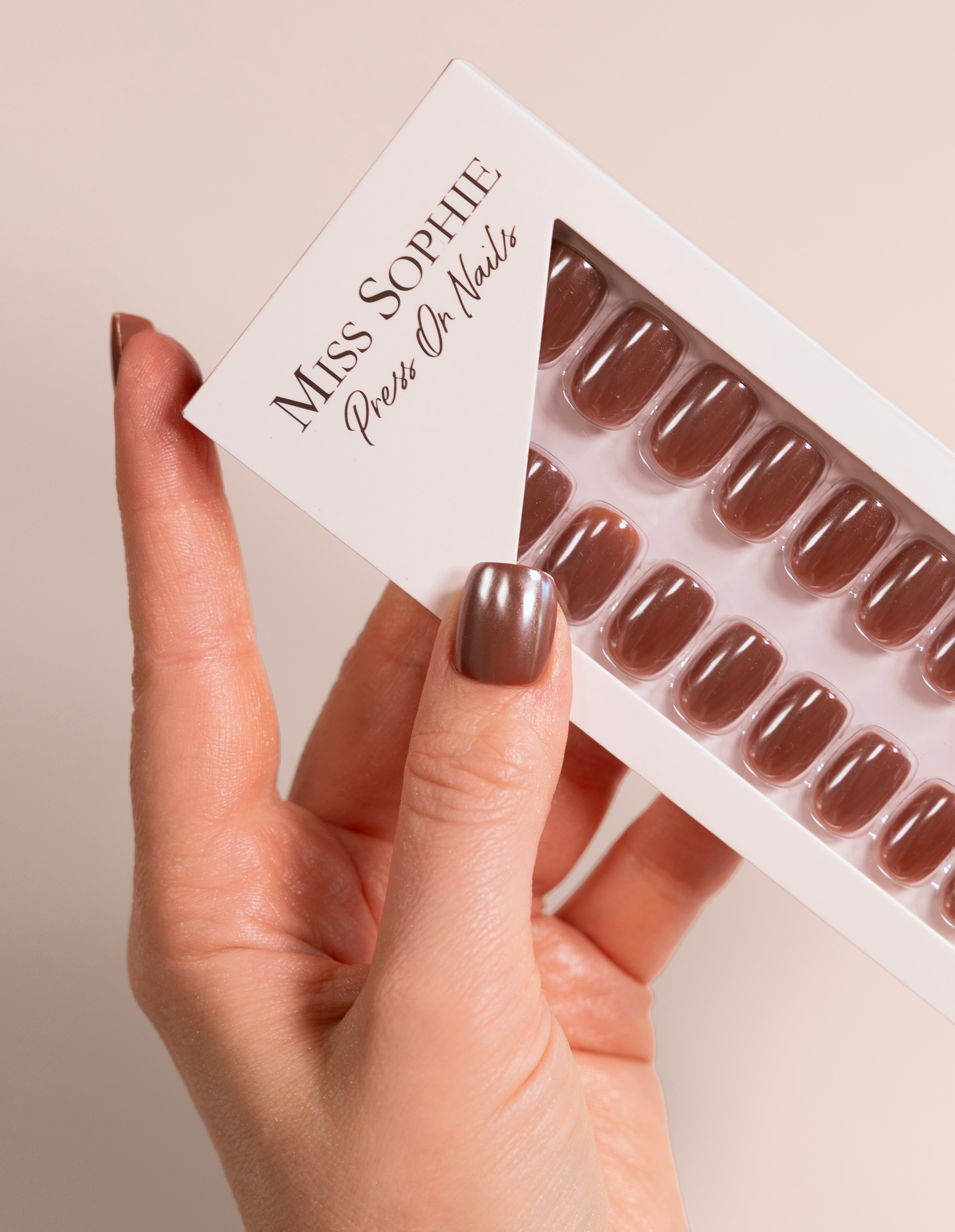 Glazed Cocoa Press On Nails Short Square