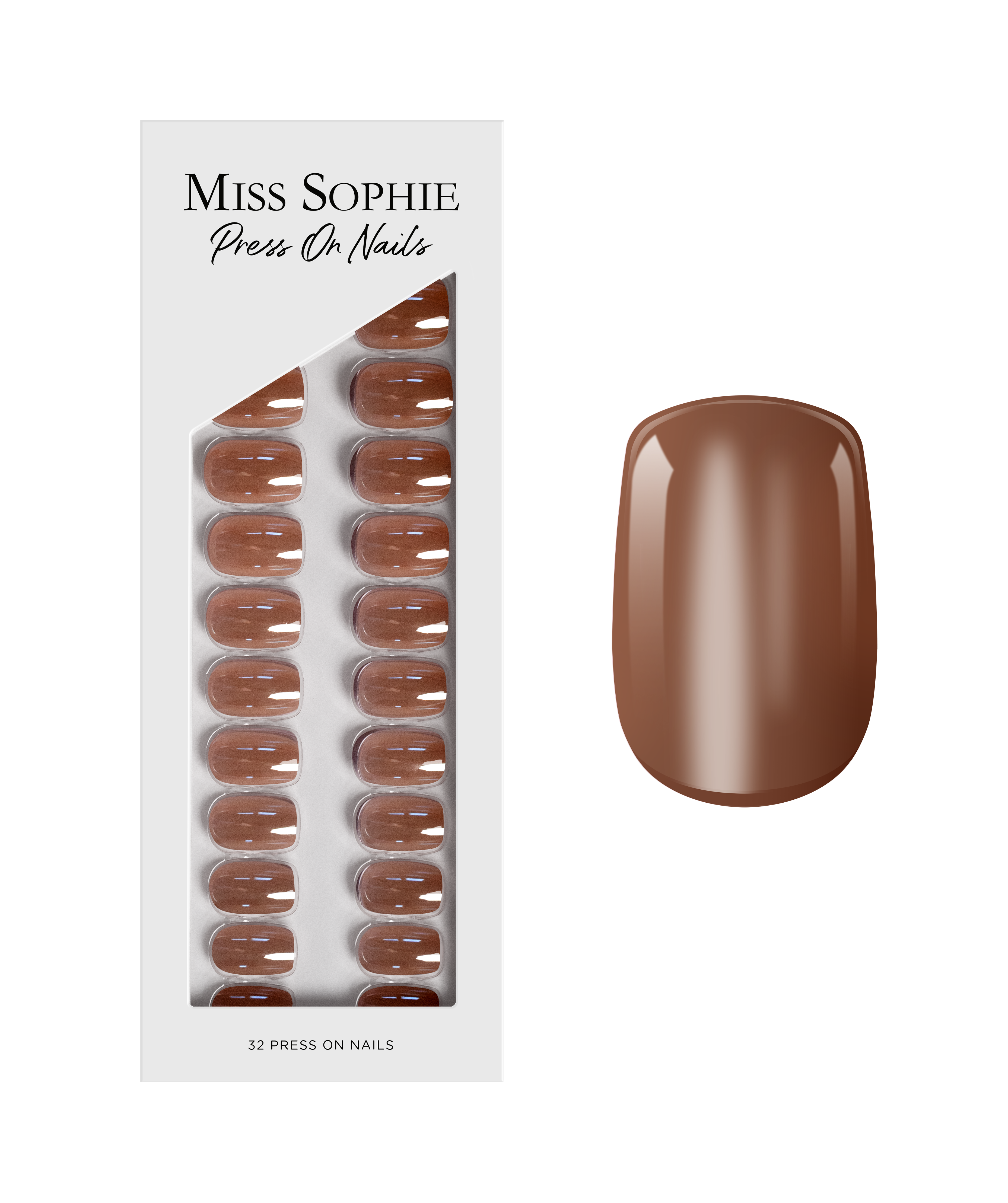 Glazed Cocoa Press On Nails Short Square
