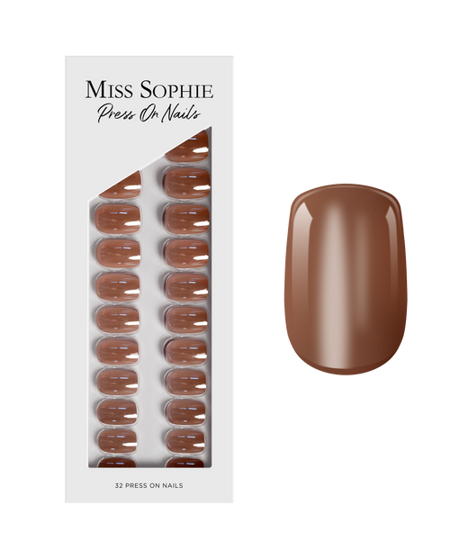 Glazed Cocoa Press On Nails Short Square