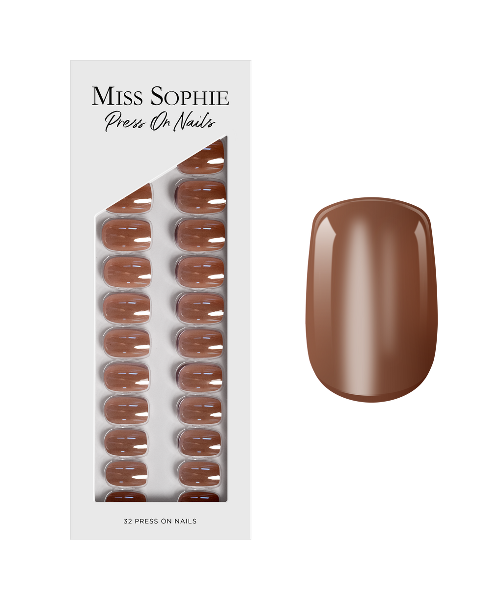Glazed Cocoa Press On Nails Short Square