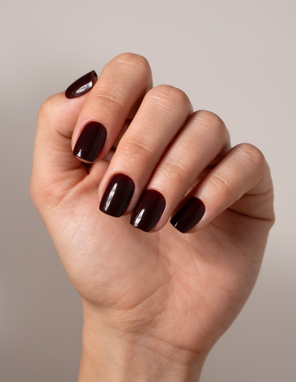 Burgundy Press On Nails Short Square