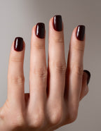Burgundy Press On Nails Short Square