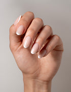 French Tips Press On Nails Medium Round