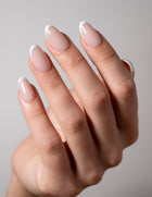 French Tips Press On Nails Medium Round