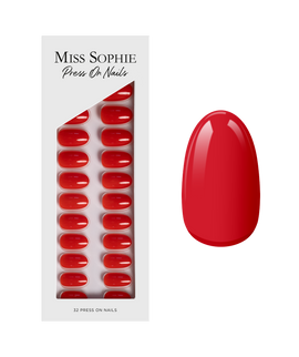 Lipstick Red Press On Nails Short Round