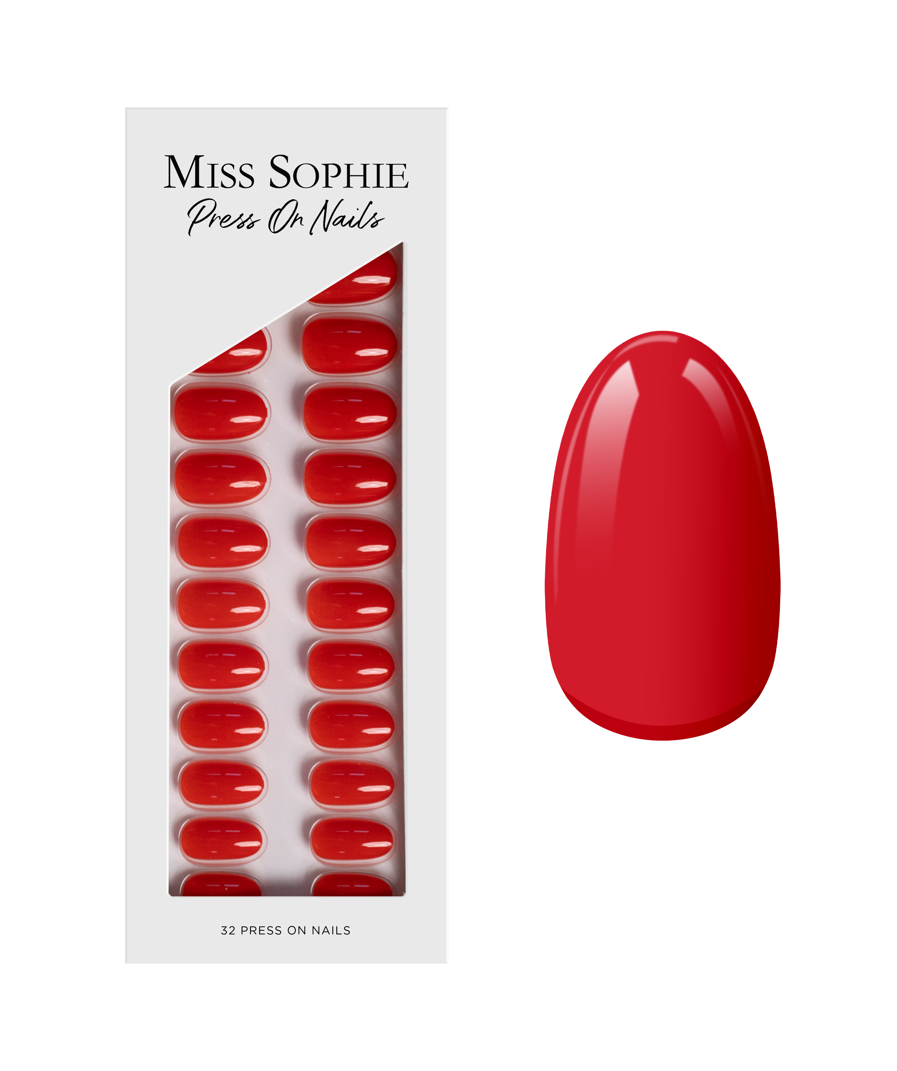 Lipstick Red Press On Nails Short Round