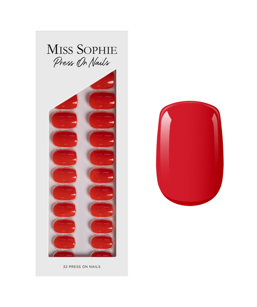 Lipstick Red Press On Nails Short Square