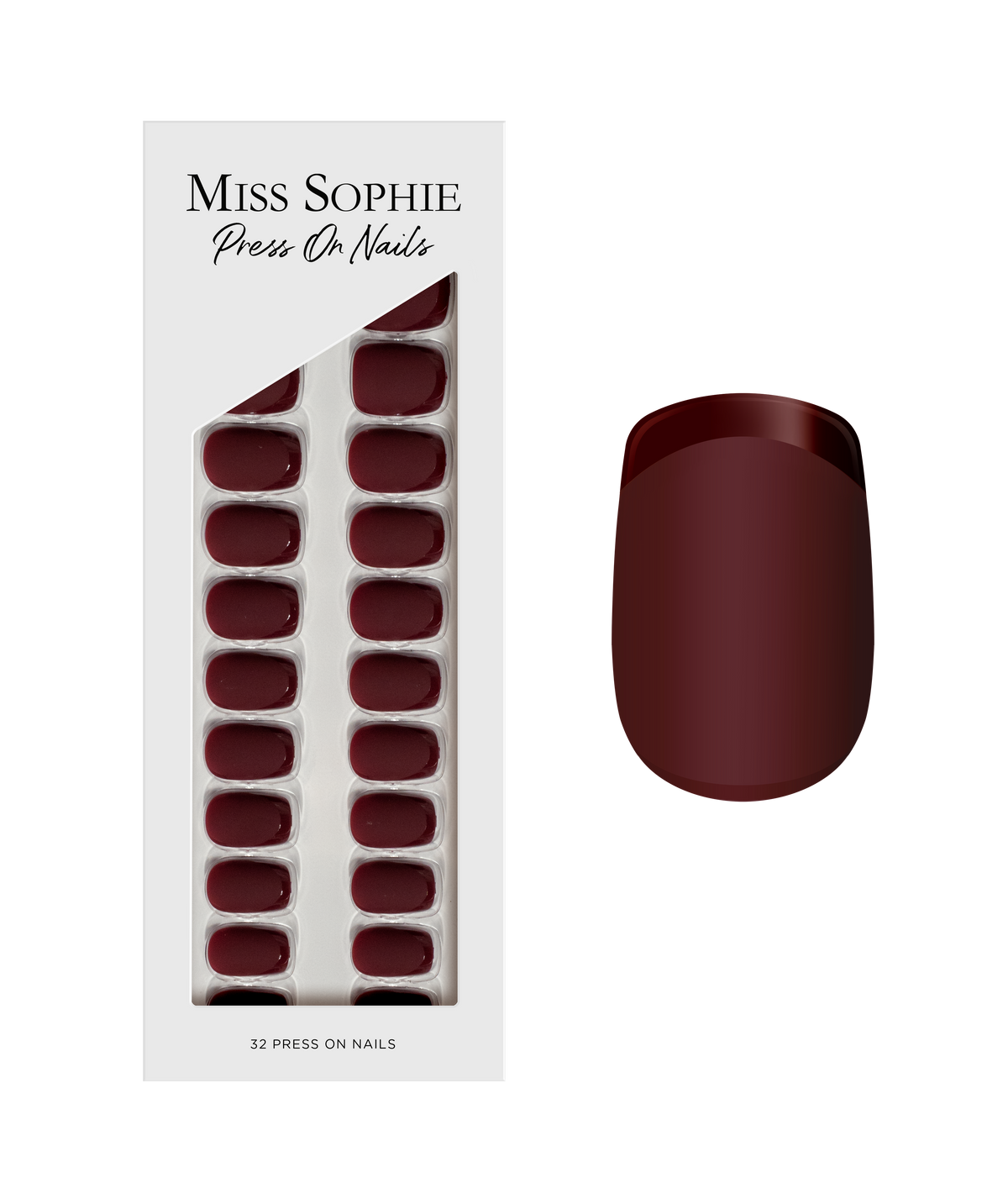 Matte Maroon Press On Nails Short Square
