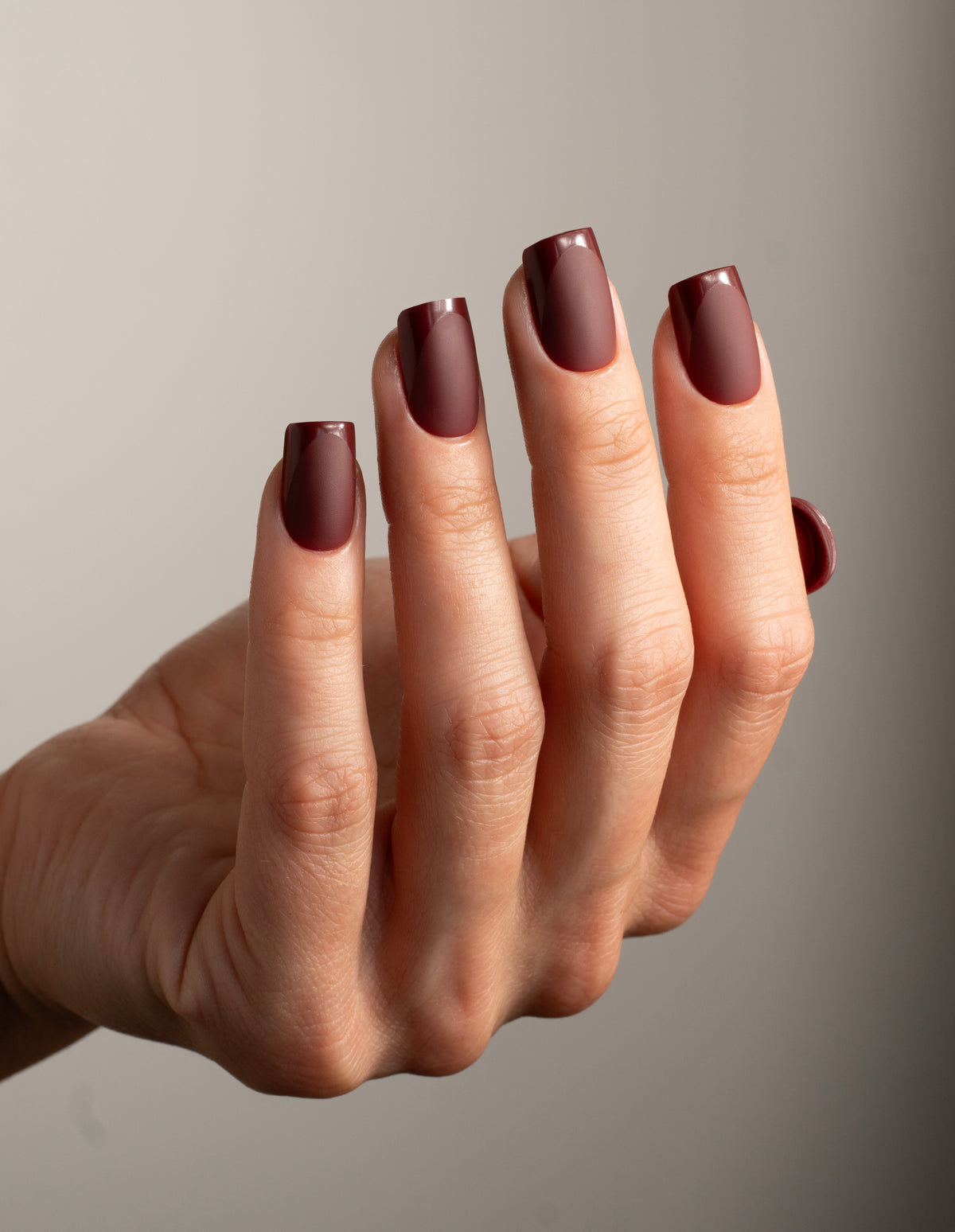 Matte Maroon Press On Nails Short Square
