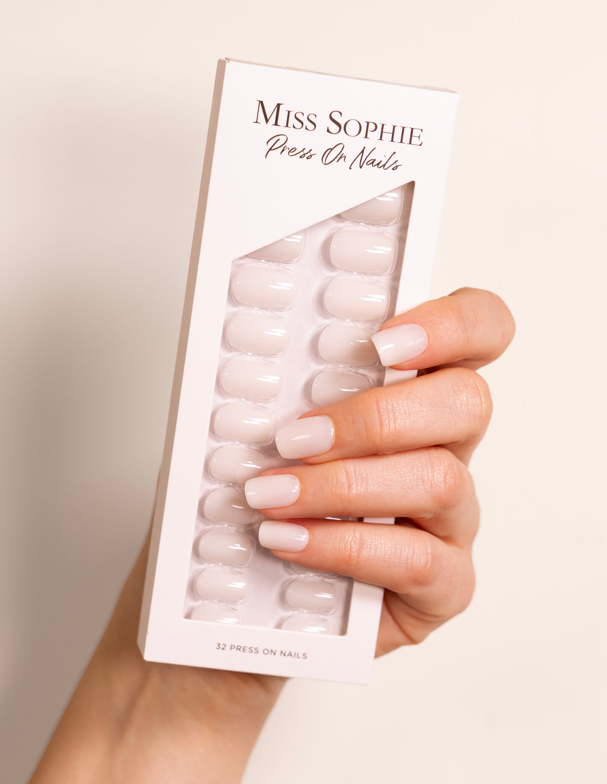 Milky White Press On Nails Short Square