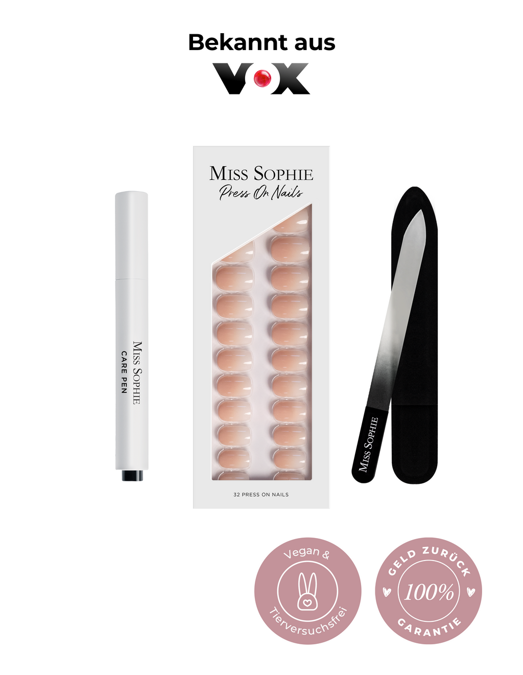 Press On Nails Starter Set inkl. Nude Babyboomer Press On Nails Short Square