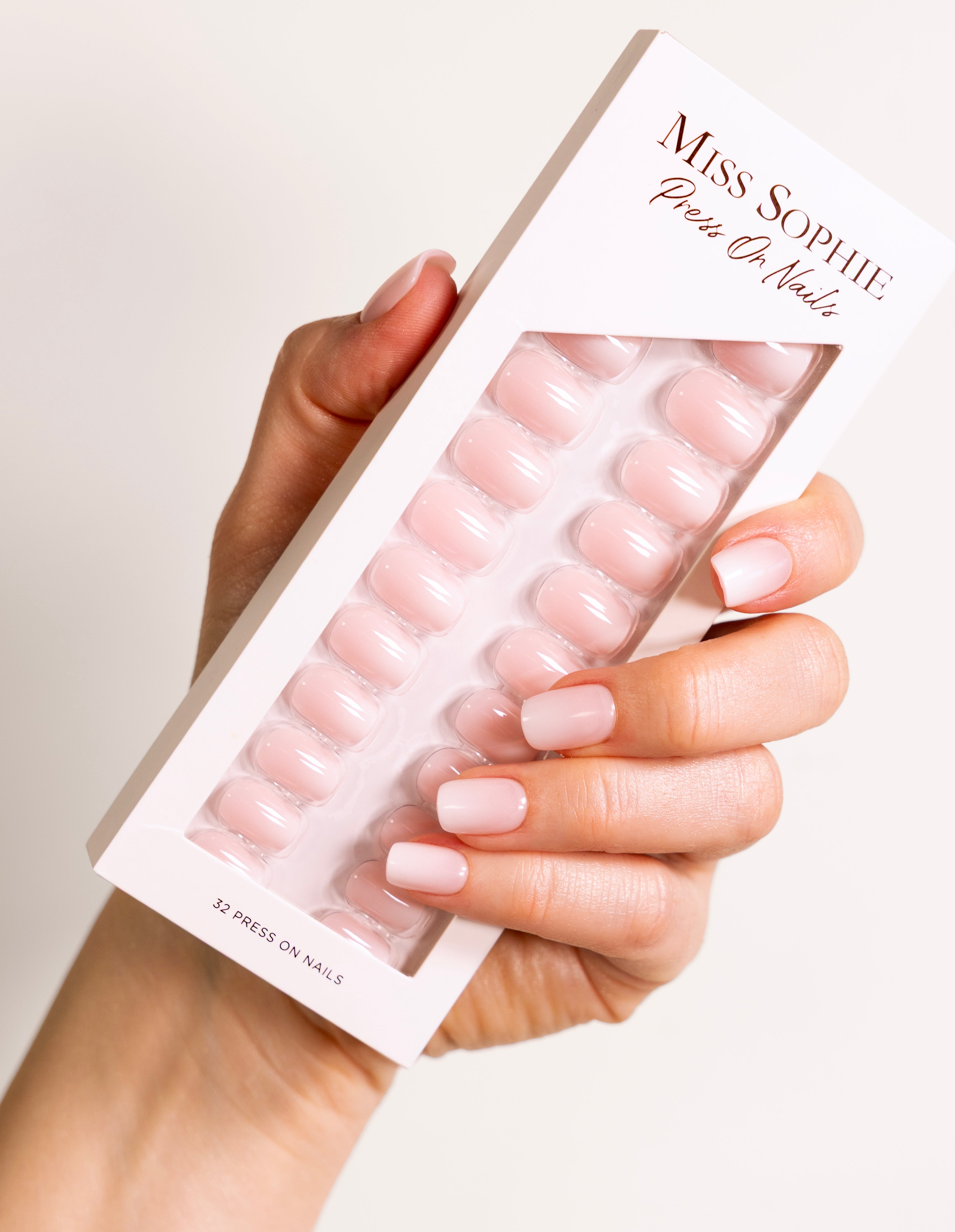 Rose Babyboomer Press On Nails Short Square