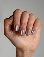 Rose Cat Eye Press On Nails Short Round