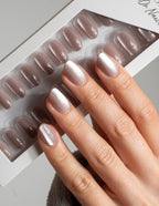 Rose Cat Eye Press On Nails Short Round