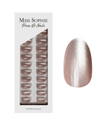 Rose Cat Eye Press On Nails Short Round
