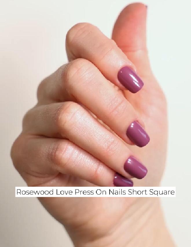 Rosewood Love Press On Nails Short Round