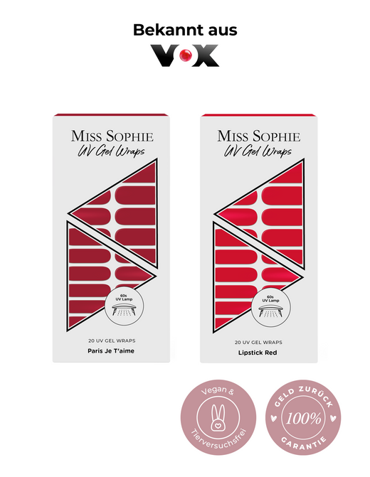 2er UV Gel Wrap Set / Paris Je T'aime UV & Lipstick Red UV