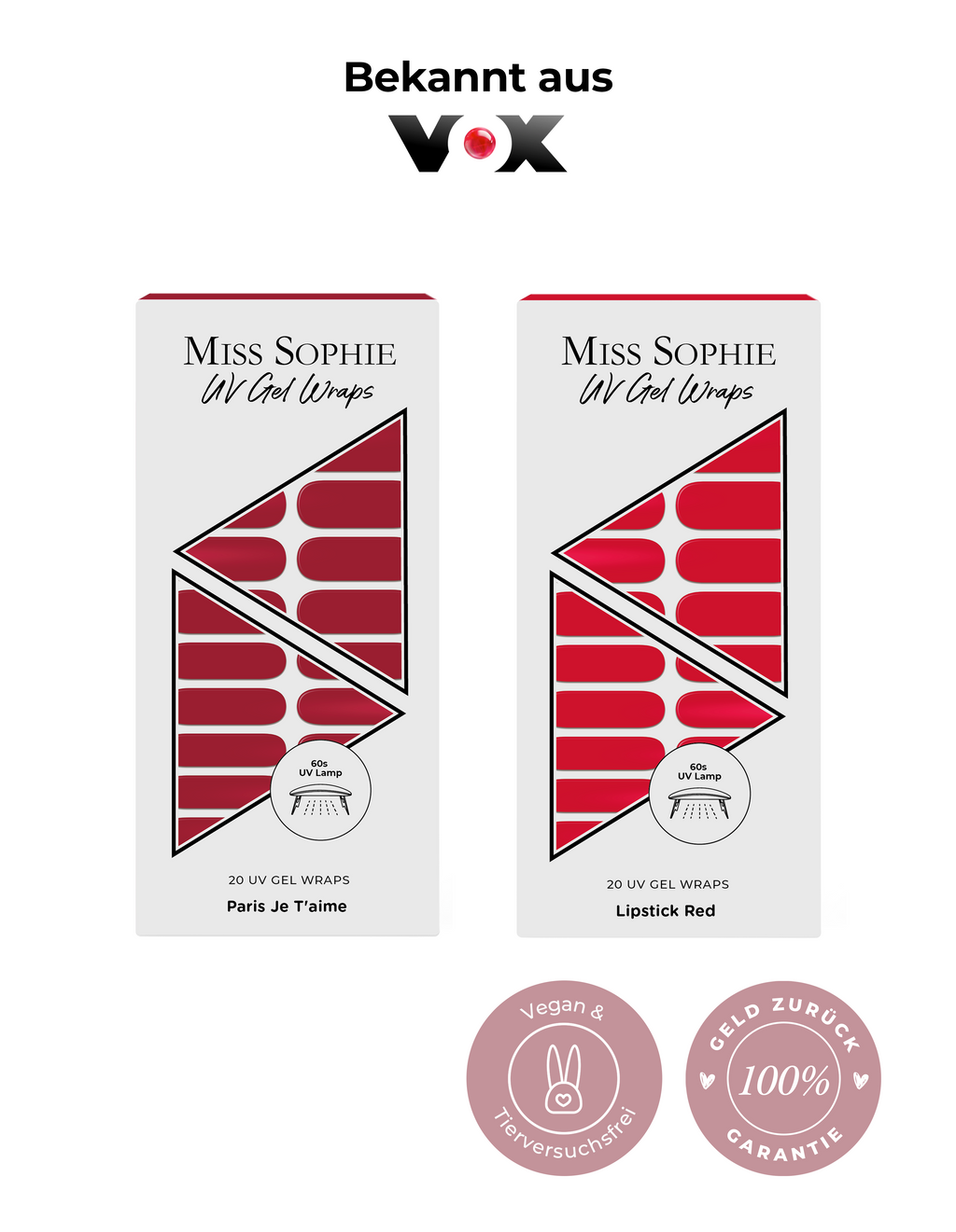2er UV Gel Wrap Set / Paris Je T'aime UV & Lipstick Red UV