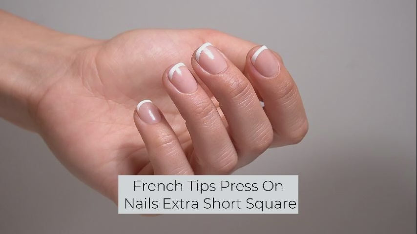 French Tips Press On Nails Extra Short Square