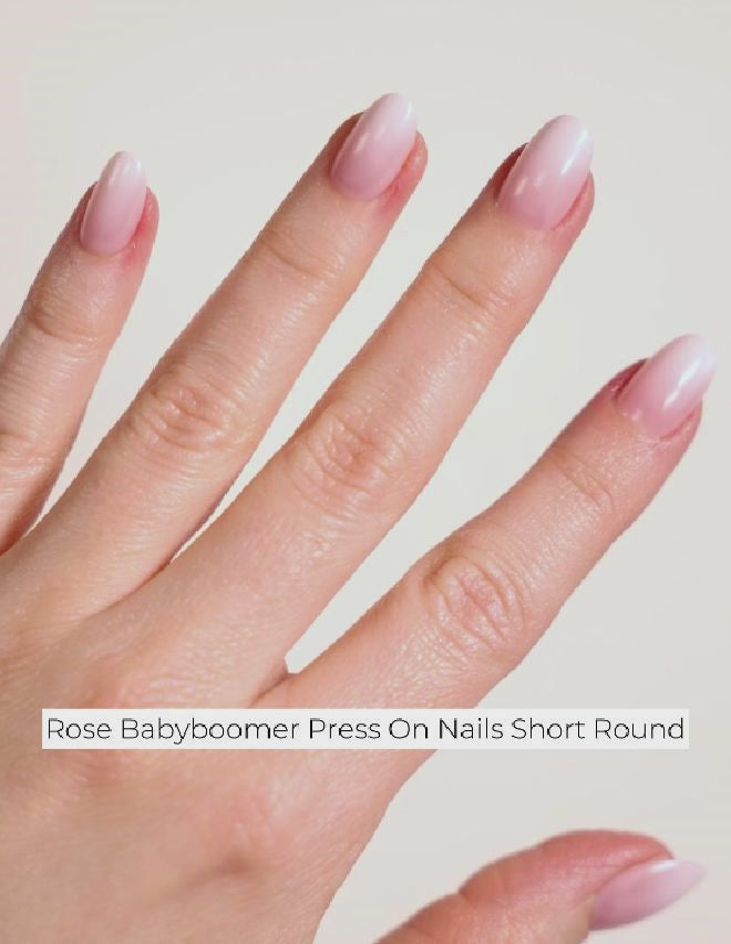 Rose Babyboomer Press On Nails Short Round