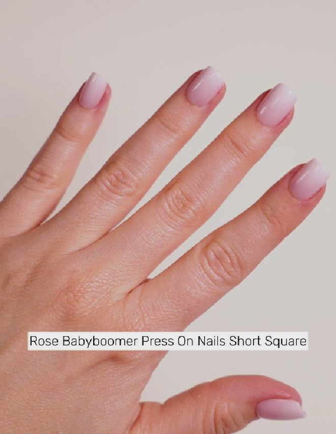 Rose Babyboomer Press On Nails Short Square