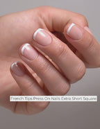 French Tips Press On Nails Extra Short Square