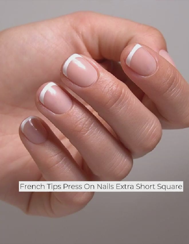 French Tips Press On Nails Extra Short Square