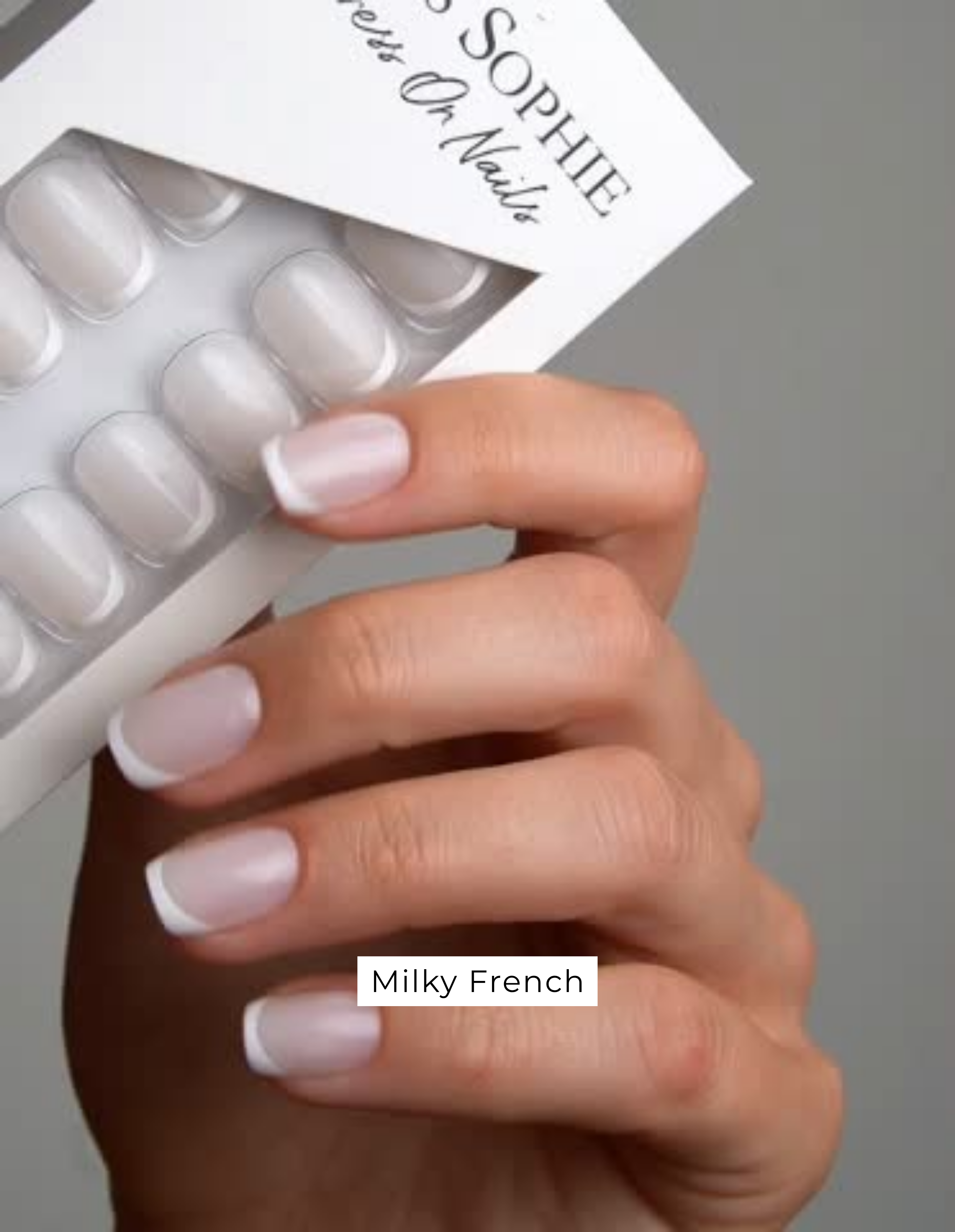 Milky French Press On Nails Short Square