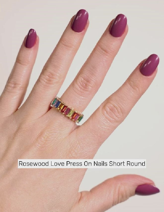 Rosewood Love Press On Nails Short Round